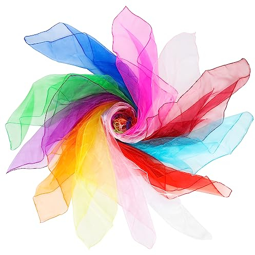 Aicoimy 12 Stück Jongliertücher aus Chiffon (60x60 cm) - Bunte Tanz und Spieltücher für Kinder - Leichte Sensoriktücher für Kinderturnen, Kindergarten & Zirkus