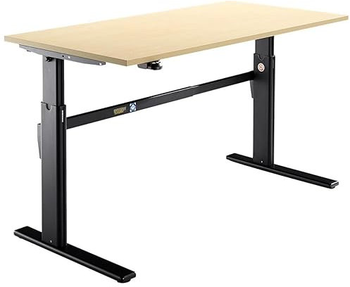 SCHÄFER SHOP Schreibtisch höhenverstellbar elektrisch 120x80x72,5-118,5cm Gestell schwarz Tischplatte ahorn, Tisch computertisch ergonomischer bürotisch, computertisch officedesk verstellbar pc-Tisch