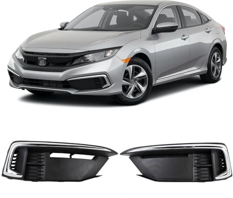 COOL STAR Front Bumper Fog Light Lamp Cover Bezel Set Compatible with Honda Civic Coupe/Sedan 2019 2020 2021 Replaces 71185-TBA-A50 71180-TBA-A50 Driver & Passenger Side