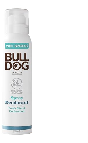 Bulldog Skincare | Fresh Mint & Cedarwood Spray Deodorant - 24 Hour Protection, Fresh Scent 125ml
