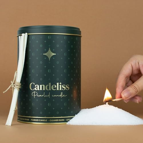 CANDELISS Kit per Candela di Sabbia 0,5kg. Granelli di cera sabbia per candele in polvere di candela perle a granelli Pearled candle pearls sand wax candle Candele perlate decorative (Luxury)