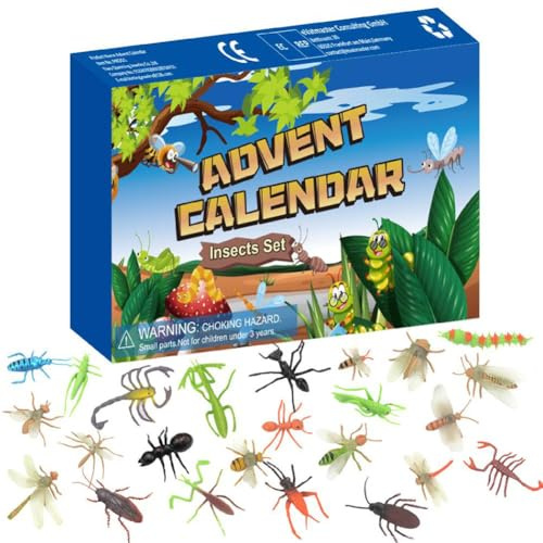 ARVALOLET Calendario dell'Avvento 2024 con 24 mini insetti, giocattoli per bambini, 24 giorni