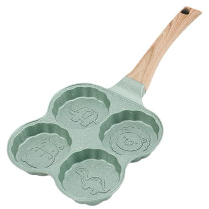 Tissting Padella Pancake Antiaderente, Piastra Omelette Multiuso con 4 Fori in Lega di Alluminio, Maniglia Sicura e Comoda, Facile da Pulire per Colazione e Cucina su Fornello a Gas