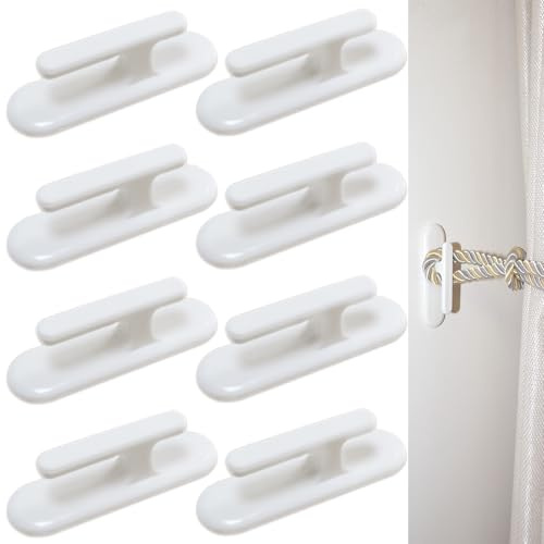 ANCHRISLY Blind Cord Twister Safety Hooks 8PCS Adhesive Blind Cord Holder Window Blinds String Holder Child Proofing Blind Cord Wind Up Blind Cord Wrap Cleat for Home Office (8PCS White)