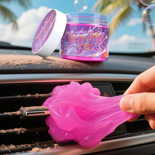 ASFSKY Car Cleaning Gel Universal Dust Cleaning Gel Keyboard Cleaning Putty | Slime Reusable Magic Sticky Dust Dirt Cleaner Soft Glue Gum Gel for Car Pc Cleaning (Purple)