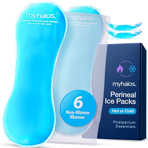 MyHalos® 2X Perineal Ice Packs - Hot & Cold Postpartum Essentials for Hemorrhoids, C Section & Pain Relief, After Birth Essentials for Mom - Cooling Pads, Postpartum Care (2 Pack)