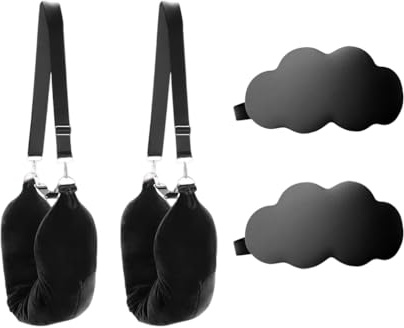 Anlising Cuscino da Viaggio Riempibile, Cuscino da Viaggio Imbottibile con la Benda, Invia 2 Maschera Occhi Oscurante, cuscino da viaggio Multifunzionale a Forma di U, per Aereo, Viaggi