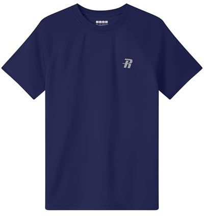 Runhit Rash Vest Kids Short Sleeve, UPF 50+ Sun Protection Boys UV Swim Top, Quick Dry Rash Guard T Shirt for Beach Running Fishing Surfing Outdoor Sport, Navy Blue Age 13-14 Years
