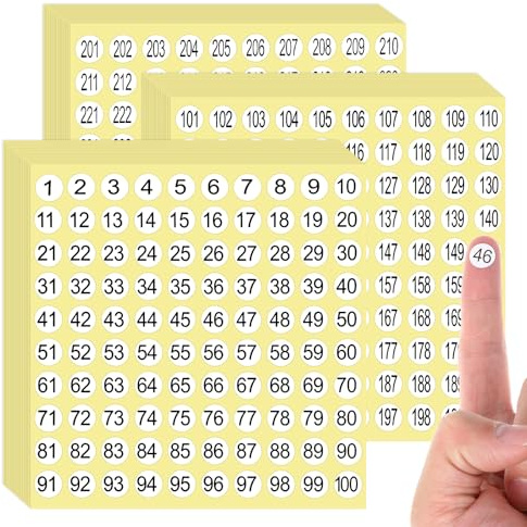 Nogeqi 4500 adesivi con numeri da 1 a 300, 45 fogli, piccoli numeri adesivi, rotondi, adesivi con numeri piccoli, adesivi in carta, per raccoglitori, per ordinare inventari e organizzare (10 m)