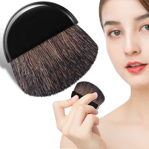 Amosfun Brocha Pequeña para Polvos y Rubor, Pincel de Contorno de 5 CM Cerdas Suaves de Nailon, Uso Recomendado para Maquillaje Rápido y Retocar en Cualquier Lugar