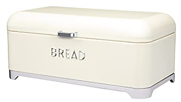 KitchenCraft Lovello Bread Bin, Cream Bread Bin, Retro Style, 42 x 22 cm (16.5 x 8.5), Vanilla Cream