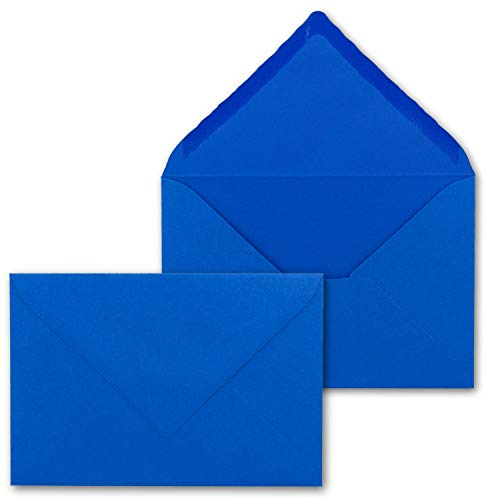 50 Brief-Umschläge mit Wellenschnitt - Royal-Blau/Königsblau - DIN C6-114 x 162 mm - 11,4 x 16,2 cm - mit wellenförmigen Rändern - Nassklebung - FarbenFroh by GUSTAV NEUSER