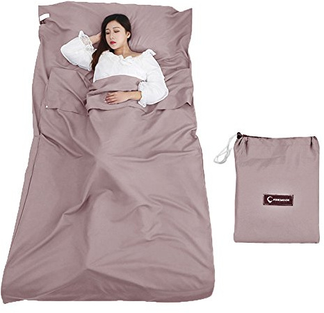 Queta Saco de Dormir, Suave y Ligero Facil de Transportar y Cuidar cabaña Saco de Dormir, Ideal como Saco para Camping, Hostales, Hoteles y Viajes de Verano (Marrón)