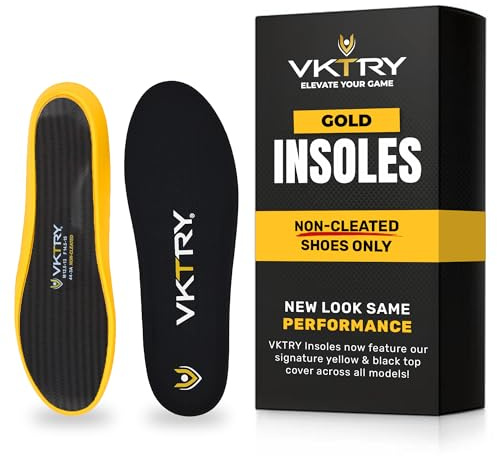 VKTRY Oro para zapatos sin tacos, plantillas de rendimiento de fibra de carbono, inserciones atléticas personalizadas para deportes, baloncesto, voleibol, correr y más, absorción de impactos US M9.5