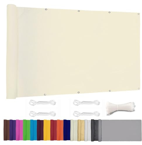 Lingle888 Balcony Privacy Screen for Backyard Deck Patio Balcony Fence Porch Sun Shade PVC UV Protection Sun Wind 8 Days Delivered 14 Colors 20 Sizes 420D(Milky white,0.7x7m)