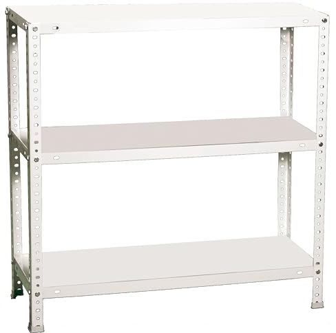 Simonrack Schwerlastregal, Lagerregal, 100x110x30 Metallregal, Kellerregal, Biegestelle 90 kg, 3 Fachböden, Weiss - Comfort