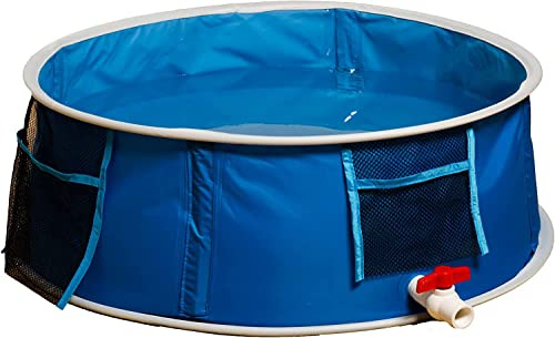 L'chic Foldable Pool Portable Pet Bath Tub|Collapsible Bathing Pool|Paddling Swimming Kiddie Pool for Small Pet|Hygenic,Convient for Fun,Water Drainge Tap,3-Second Fold, Blue, Grey (CB0001)