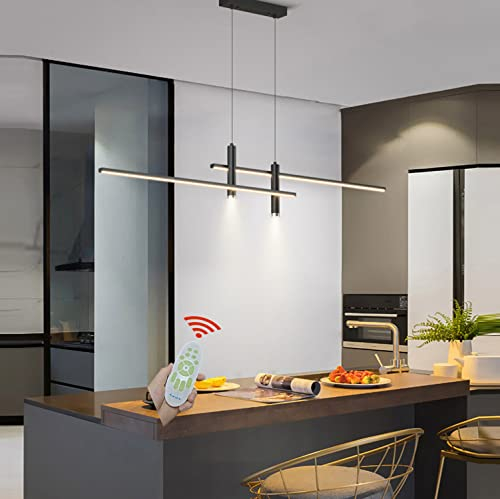 Esstischlampe LED Pendelleuchte L100cm Dimmbar Esstisch Esszimmer Schwarz Hängelampe Hängeleuchte Wohnzimmer Küchen Hängend Lampe Moderne Höhenverstellbar Kronleuchter Büro Bar Deko Decken Leuchte