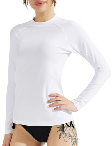 SURFEASY Camiseta de natación para Mujer, de Secado rápido, de Manga Larga, protección Solar, Surf Rashguard