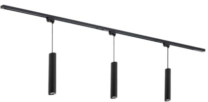 Focus III, illuminazione ferroviaria monofase, GU10, 200 cm, forma I, 3 lampade a sospensione, sistema ferroviario, nero