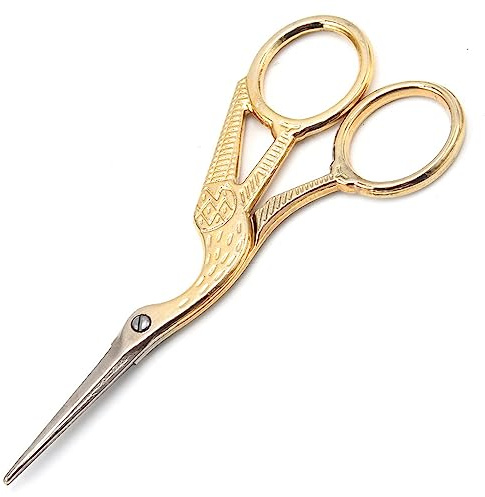 11.5cm acciaio inox tagliente punta classica cicogna forbici disegno gru utensili fai da te forbici da sartoria (argento e oro)