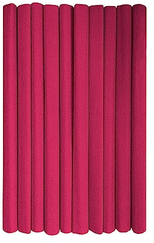 Interdruk - Rollos de papel crepé para niños, bricolaje y decoraciones - Paquete de 10 rollos (50 cm x 200 cm, 28 g/m2) - 09 granate