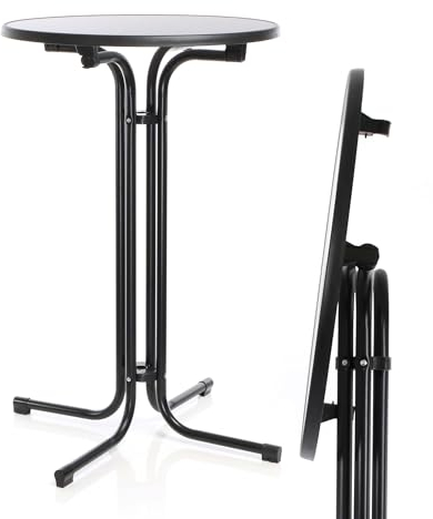 Toboli klappbarer Bistrotisch in Schwarz Ø70cm runder Stehtisch Indoor/Outdoor Klapptisch 110cm hoch