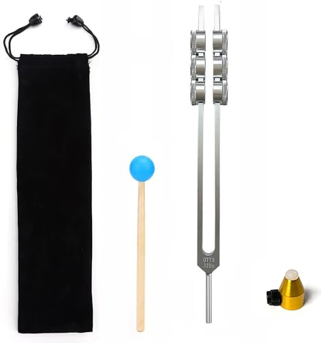 RATSTONE Diapason Therapeutique,Diapason 32 Hz, Diapason en aluminium avec marteau Outil de diagnostic de santé pour aider à soulager les tensions et les tiraillements