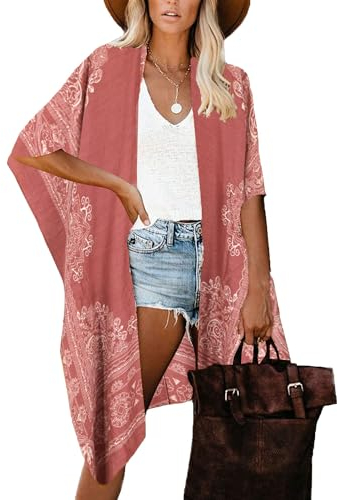 Breezy Lane Damen Badeanzug Cover Up Kimono Boho Loose Sommer Strickjacke Bikini Beachwear Cardigan Resort Bekleidung