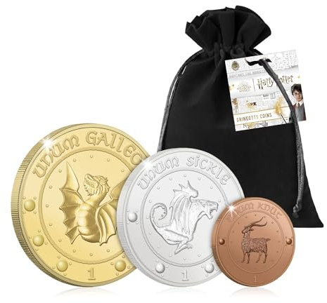 The Koin Club Harry Potter Gringotts Wizarding Bank Set - 3 Coins - Galleon Knut Sickle