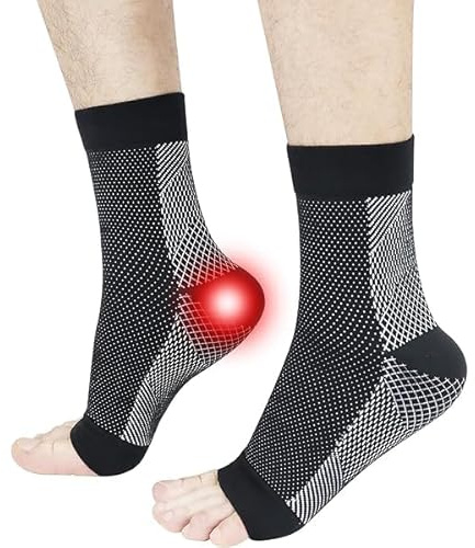 Ownkim Neuropatia, calzini antidolorifici, calzini a compressione per fascite plantare, artrite e sport, fascia per piedi di alta qualità per uomo e donna (nero, L-XL)