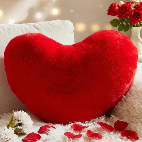 Yhoelata Cuscino Cuore, Rosso Cuscino a Forma di Cuore, Peluche Cuore Cuscini Decorativi, Piccolo Cuscini per Divano, Cuscini Bambini Cuscino Letto, 25 * 35cm