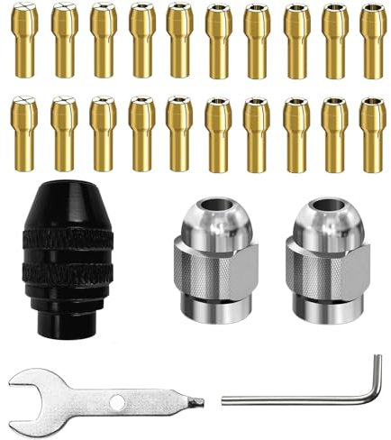 Mandrins de Forage à Changement Rapide, Jeu de Mandrins en Laiton, Kit d écrou Métallique, 25 Accessoires Pour Perceuses électriques, Adaptation des Outils Rotatifs, Jeu de Forets de Remplacement