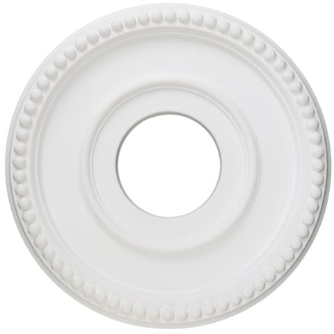 12 Inch OD x 4inch ID White Ceiling Medallion Plate – PU Plastic Decorative Cover for Fan, Light Fixtures, Chandelier Canopies – Traditional, Retro, and Minimalist Home Lighting Replacement