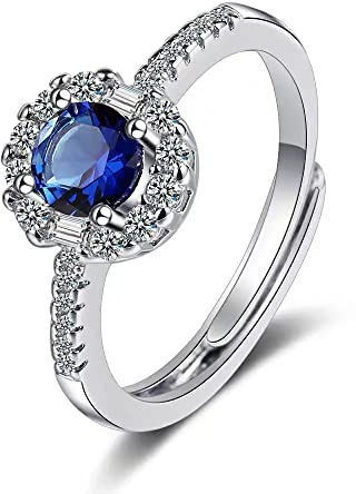 GMEDRIDAS Bague Femme Argent 925 Bagues Réglables Pour Dames, Blanc Zircone Cubique Carré Pierre de Naissance Bague Ajustable Bagues de Mariage Bagues de Fiançailles Cadeau pour Femmes, Regolabile