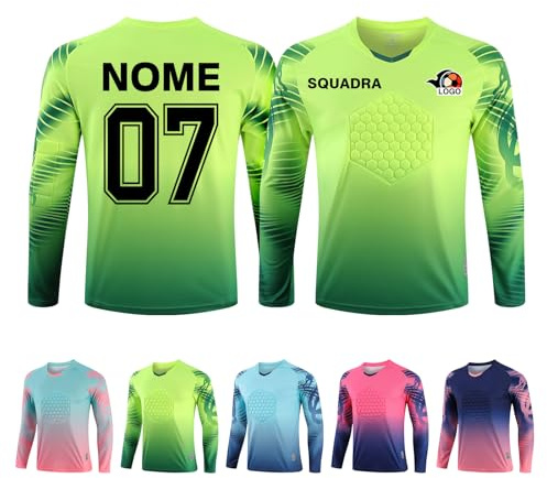 LAIFU Maglia da Portiere Personalizzata con Numero Nome Team Logo Maglietta Portiere Calcio per Donne Uomini e Bambini Maglia Portiere Bambino