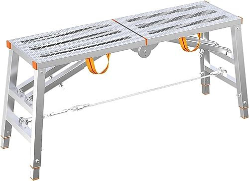 Escabeau pliable réglable en acier robuste avec plateforme de travail portable - Capacité de 400 kg - Plusieurs tailles (140/160/180 x 40 cm) pour une utilisation domestique et extérieure