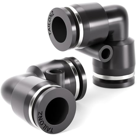 TAILONZ PNEUMATIC Coude noir 12mm Tube AD à emboîter Raccords pour tubes à emboîter PV12 (pack de 10)