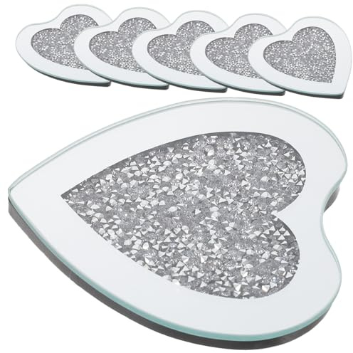 LABRIMP 6piezas Posavasos De Cristal Forma De Corazón Resistente para Tazas De Té De Porta Vasos Transparente para Decoración y Protección De Mesas