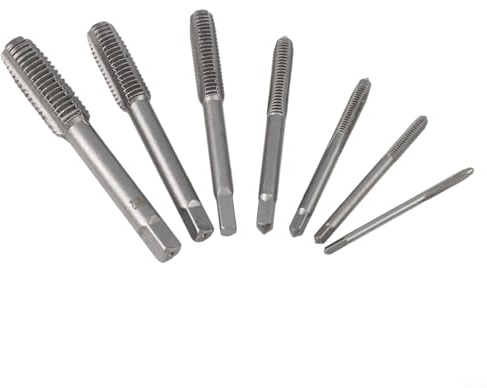 Honseadek Set di 7 maschi filettati a testa svasata diritta HSS metrica destra per M5 M6 M8 M10 – Punte da trapano in acciaio inox e acciaio normale, kit da 7 pezzi
