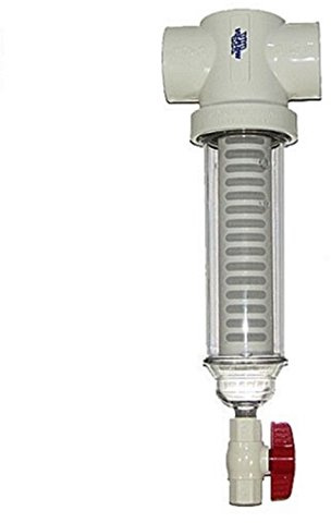 100 Mesh Rusco Vu-Flow 1.5 Inch PVC Slip Fit 50 GPM Spin Down Sand Separator/Sediment Water Filter System - Two Genuine KleenWater Can Holders