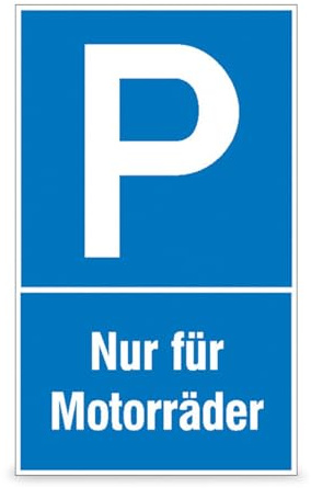 Betriebsausstattung24 Parkplatzschild P Nur für Motorräder - Aluminium, geprägt - 40,0 x 60,0 cm - Symbol und Text Schild