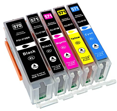 ESMONLINE 5 komp. Druckerpatronen ersetzen Canon PGI-570 CLI-571 Pixma MG 5700 5750 5751 5752 5753 6800 6850 6851 6852 6853 7700 7750 7751 7752 7753 TS 5050 5051 5053 5055 6050 6051 6052 8050 8051