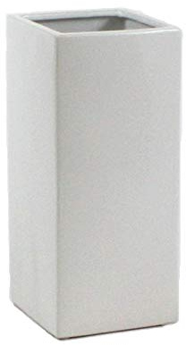 WGV Ceramic Block Vase 5 W x 12 H, (Multiple Size/Color Choices) Matte Tall Square Flower Planter Pot, Accents Home Office Tabletop Decor, Ideal Gifts White 1 Piece (CSB0512WT)