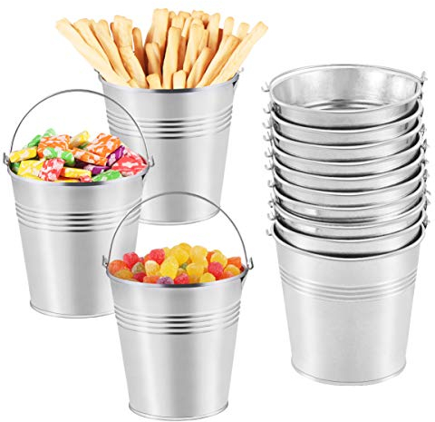 Toyvian 12 stück Mini Weißblech Metalleimer Eiskübel Pommes Frites Blecheimer für SüßIgkeiten Pommes Frites Tischdeko Partys Hochzeiten 10,5 x 7,2 x 10,5 cm