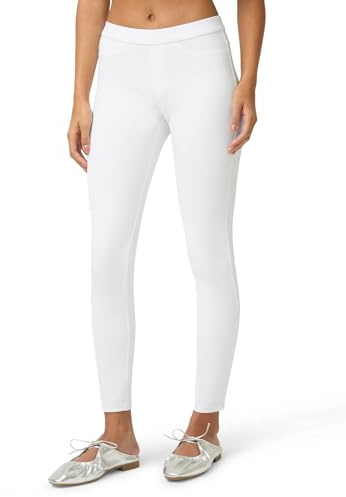 No Nonsense klassiska damleggings, jeggings för kvinnor med riktiga bakfickor, stretch jeans med hög midja, Vitt, L