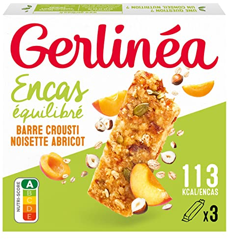 Gerlinéa - Croüsti Abricots Noisettes Graines de Courge - Barre de Céréales pour un Encas Équilibré - 218096