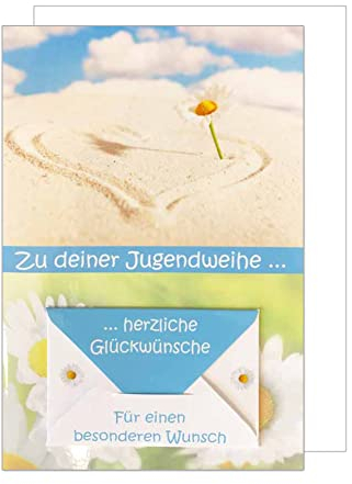Edition Seidel Premium Glückwunschkarte Geldscheinkarte zur Jugendweihe mit Umschlag. Karte Jugendweihekarte Grusskarte Geldgeschenk Himmel Horizont Junge Mädchen (GS-JW102 SW022)