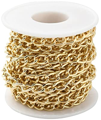 Sctmda Catena a Maglia ​Barbazzale 5m Catene in Alluminio Catena con Bobina Non Saldata Fai da Te Catene Oro Collana Catena per Collane Catenine per Ciondoli 10 x 6,5 mm