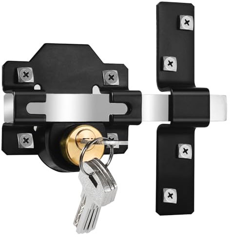 Cerradura de puerta larga de 50 mm, doble bloqueo, acero inoxidable para puerta de garaje o puerta de madera, 5 llaves incluidas